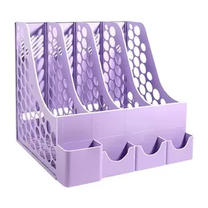 Desktop File Organizer with 4 Compartments, PP Material, Detachable Design, Space-Saving Office Supply, Document Sorting Storage Box, Desktop Organizer
