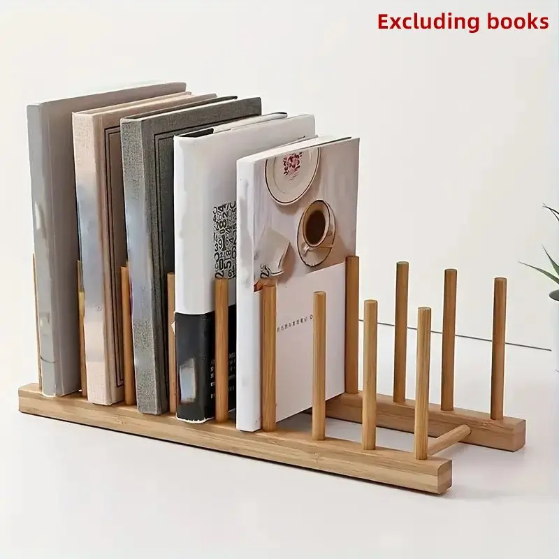 Bamboo Book Stand, 1 Count Portable Multi-functional Storage Rack Book Organizer for Bedside & Office Desk Office Desk Accessories for Home & Office