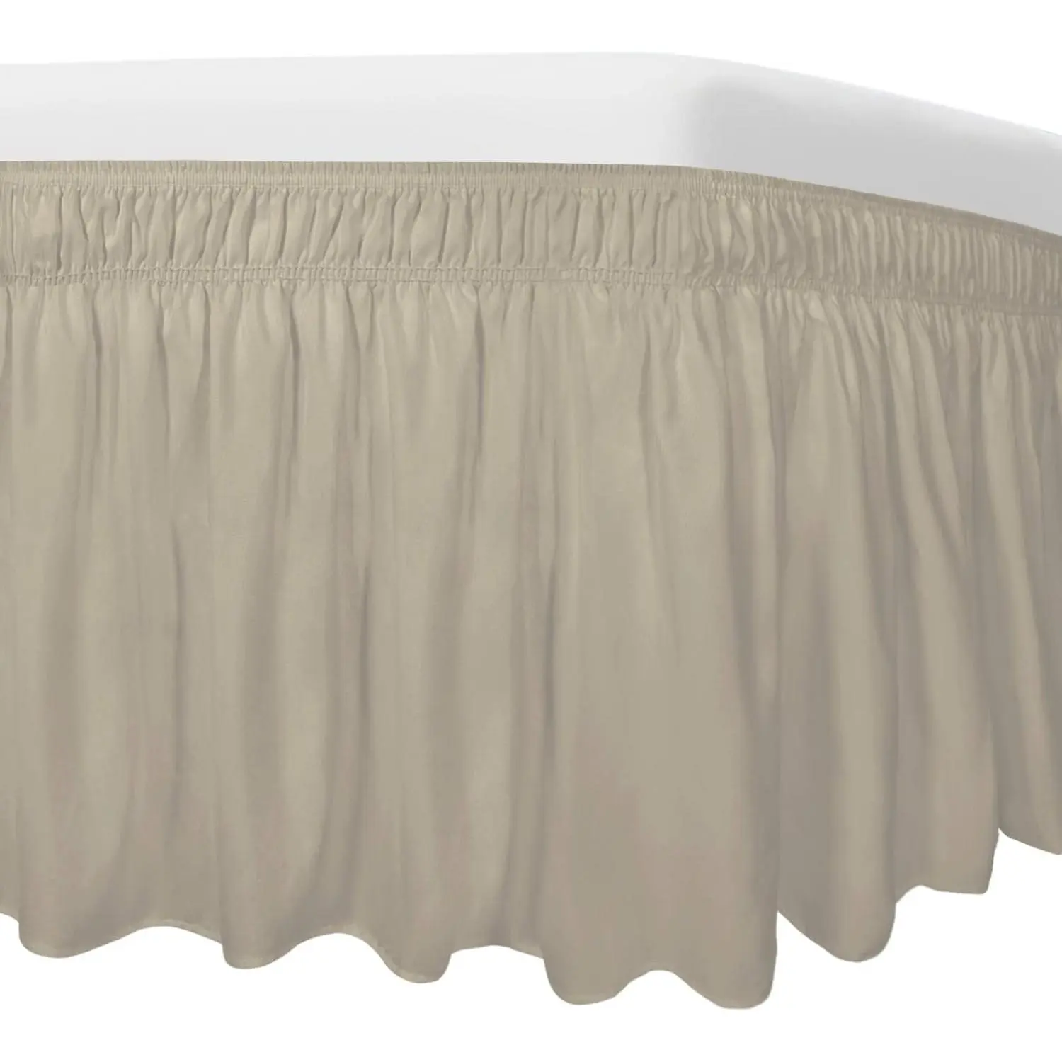 Easy-Going Bed Skirt for Twin or Full Size Bed, 22 Inch Tailored Drop, Fitted with Elastic Belt, Convenient to Use Lift The Mattress (Twin/Full, Biege)