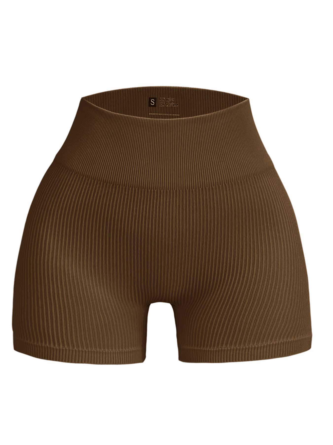 Women's Solid Color High Waist Ribbed Sports Shorts, High Stretch Comfortable Breathable Quick Drying Skinny Shorts for Yoga Gym Workout Running, Gym Exercise Activewear