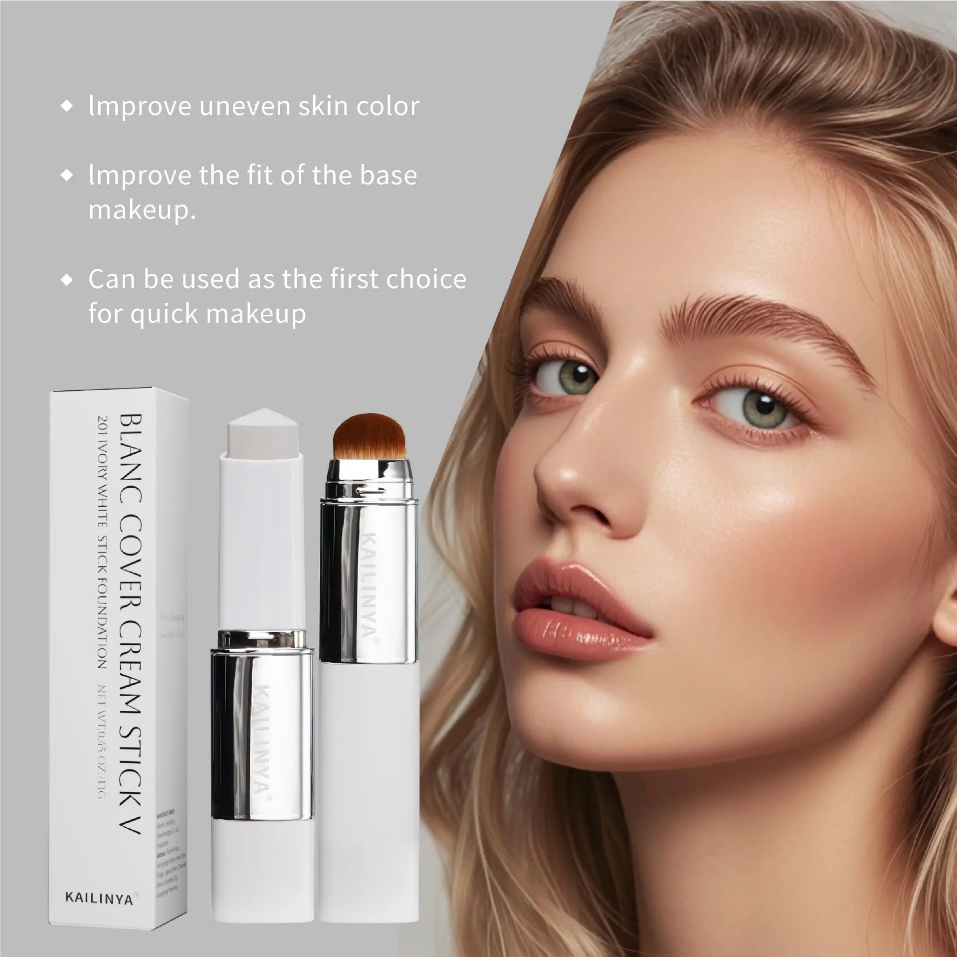 Double-Ended Color-Changing Foundation Stick - Concealer, Contour, Skin Brightening Makeup with Long-Lasting, Smudge-Resistant Formula for Flawless Finish