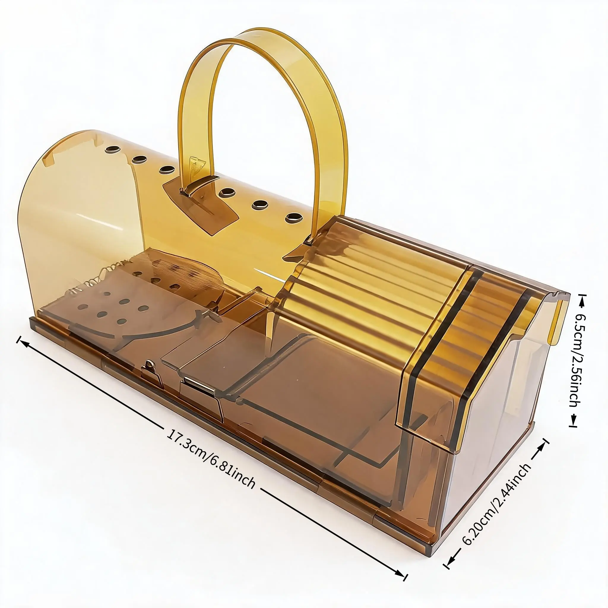 Humane Live Catch Mouse Trap with Handle, Reusable No-Kill Rodent Trap, Easy Set Catch & Release Cage, Safe Pest Control, Pack of 2