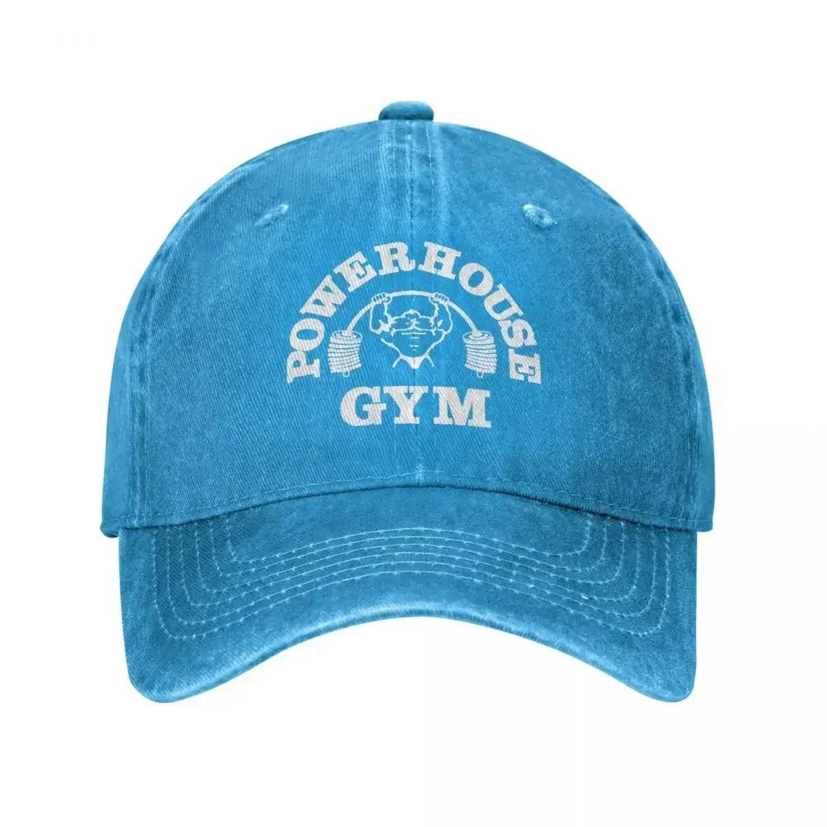 2025  Classic Denim Powerhouse Gym Baseball Caps for Men Women Summer Adjustable Baseball Hat Funny Sun Protection