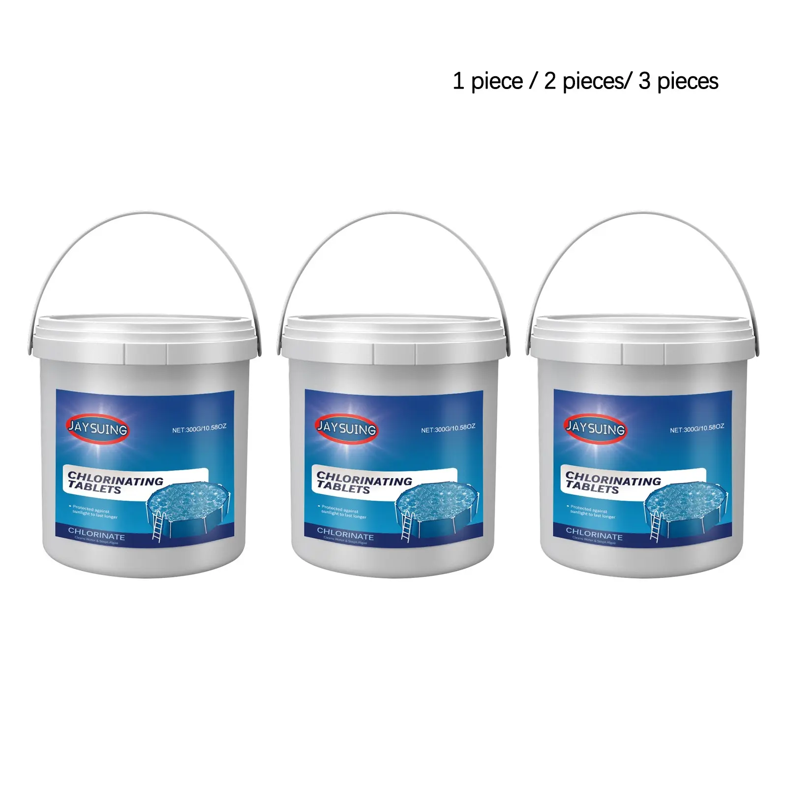 Swimming Pool Cleaning Tablets (300g/300*2/300g*3), Improve Water Quality, Multi-Functional Fast-Dissolving Pool Cleaners, Fresh Water Maintenance