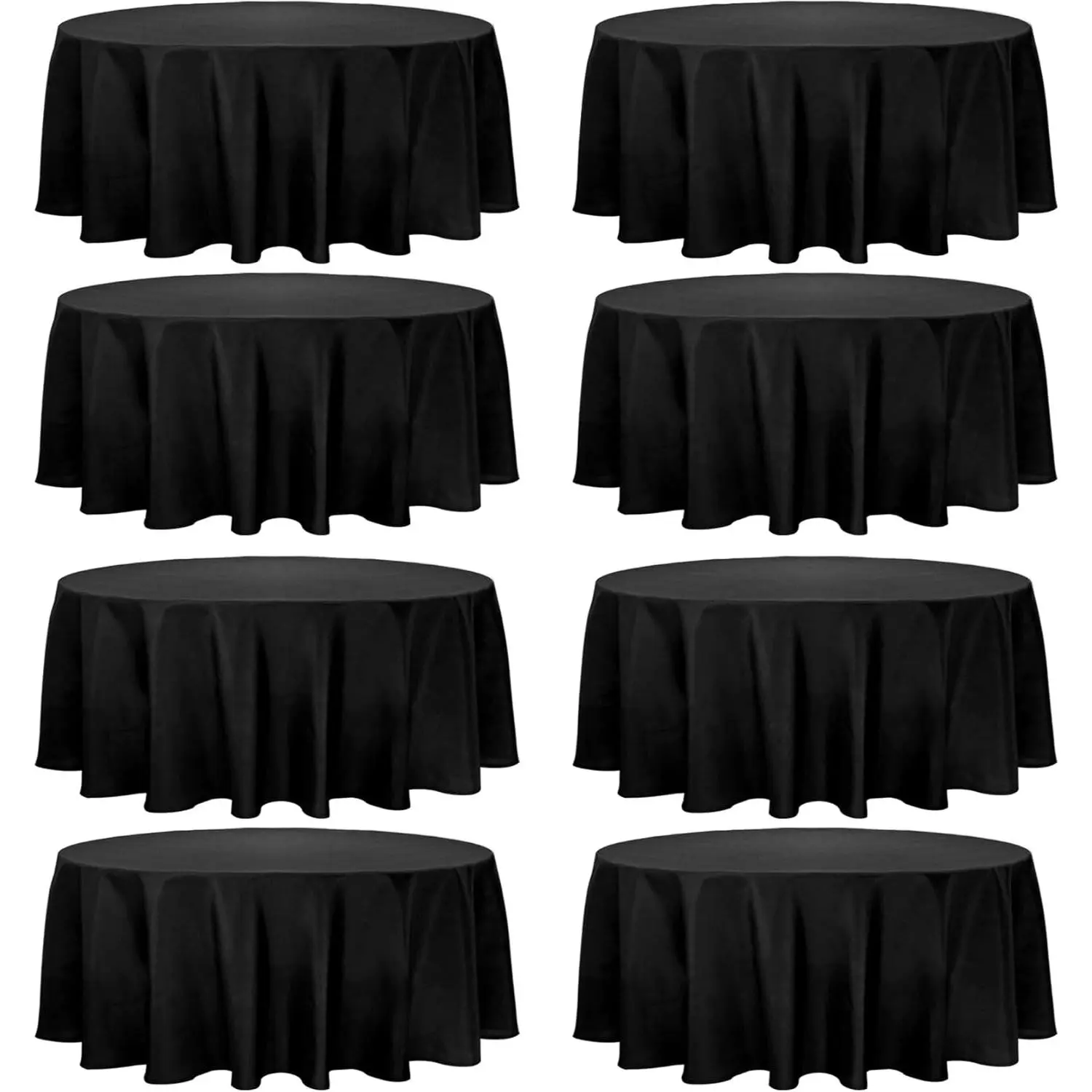 8 Pack Round Tablecloth 90 Inch Round Table Covers Bulk Washable Polyester Fabric Round Table Clothes for Wedding Party Reception Banquet Buffet Restaurant (Black, 90 Inch)