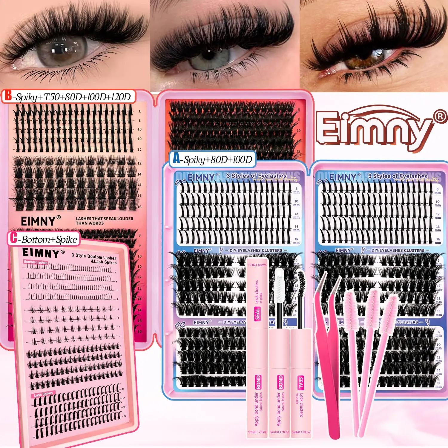 Spiky Fairy Cluster Lashes Kit, Lower Under Lashes, All-in-One DIY Lash Kit Equipped with Glue, Tweezers, Sharp Tip Individual Eyelashes, Manga Spike Lashes, Beginner Friendly Eyelashes, for Beginner Daily Cosplay Makeup