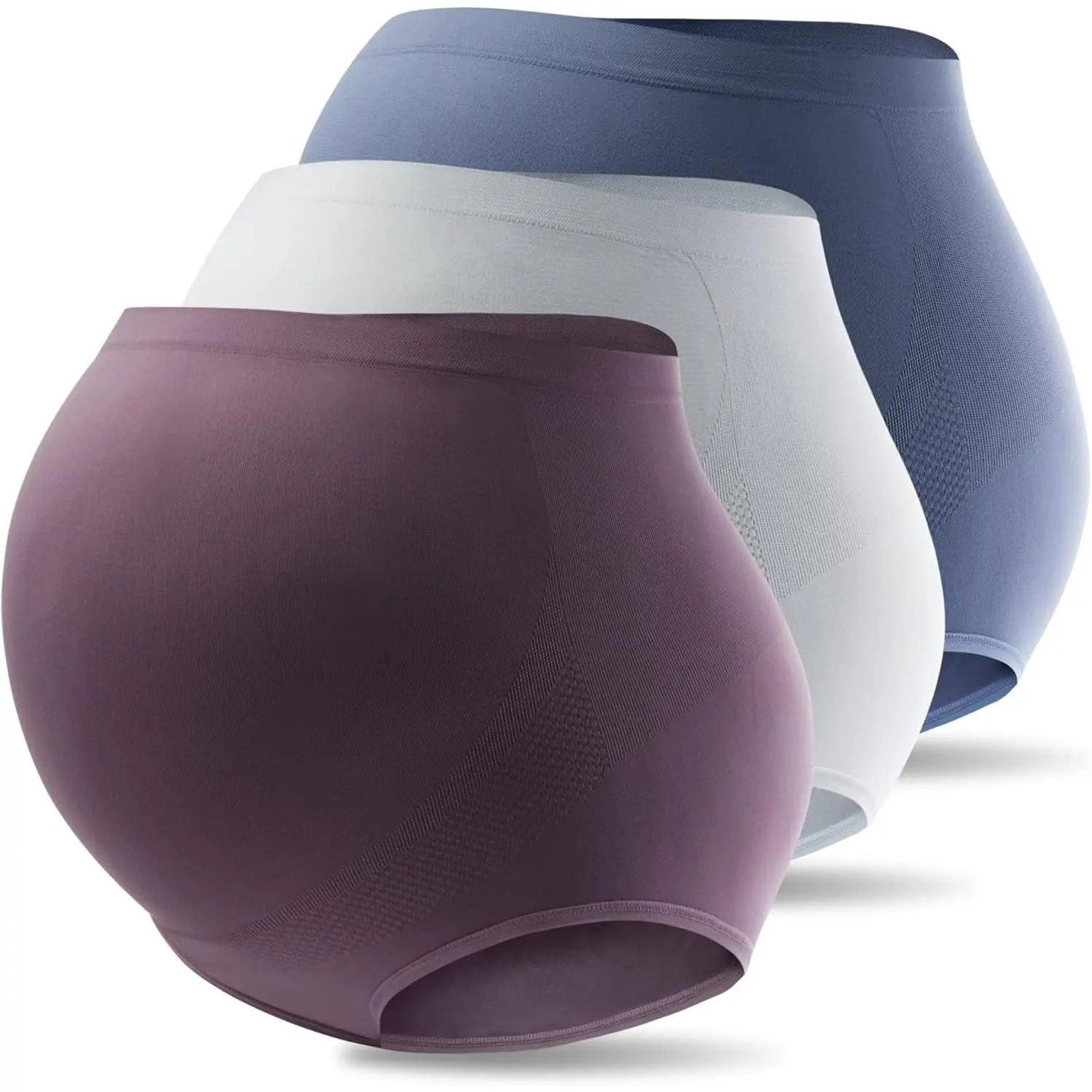 Women's Over Bump Maternity Underwear High Waist Seamless Pregnancy Briefs Nylon Panties Multi-Pack