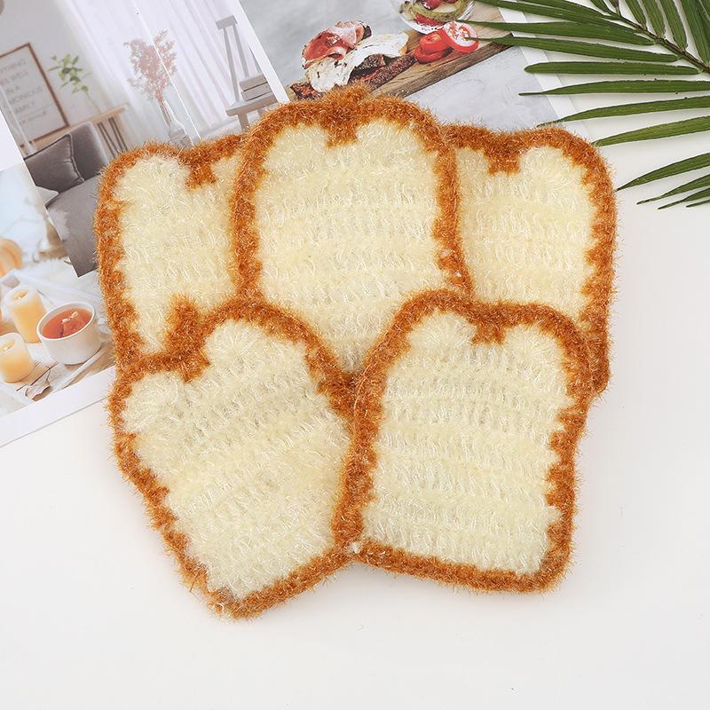 [1-3 pieces] Korean-style new toast bread dishcloth, bread-shaped bionic dishcloth, non-scratch pot cleaning cloth, thickened non-greasy dishwashing rag