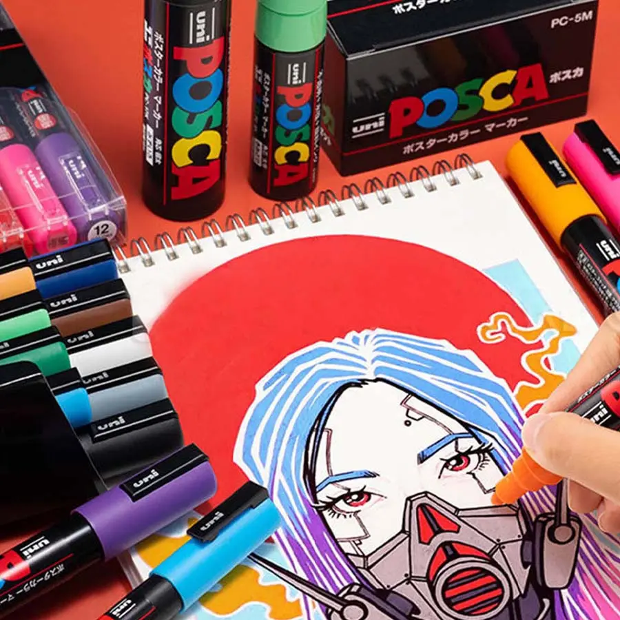 Uni PC-3m Posca Marker Set, Acrylic Tip 0.9-1.3mm, Multiple Colors Available, High Quality Japanese Stationery, Office Supplies, Drawing Pens, Art Marker Pens, Artist Drawing Pens
