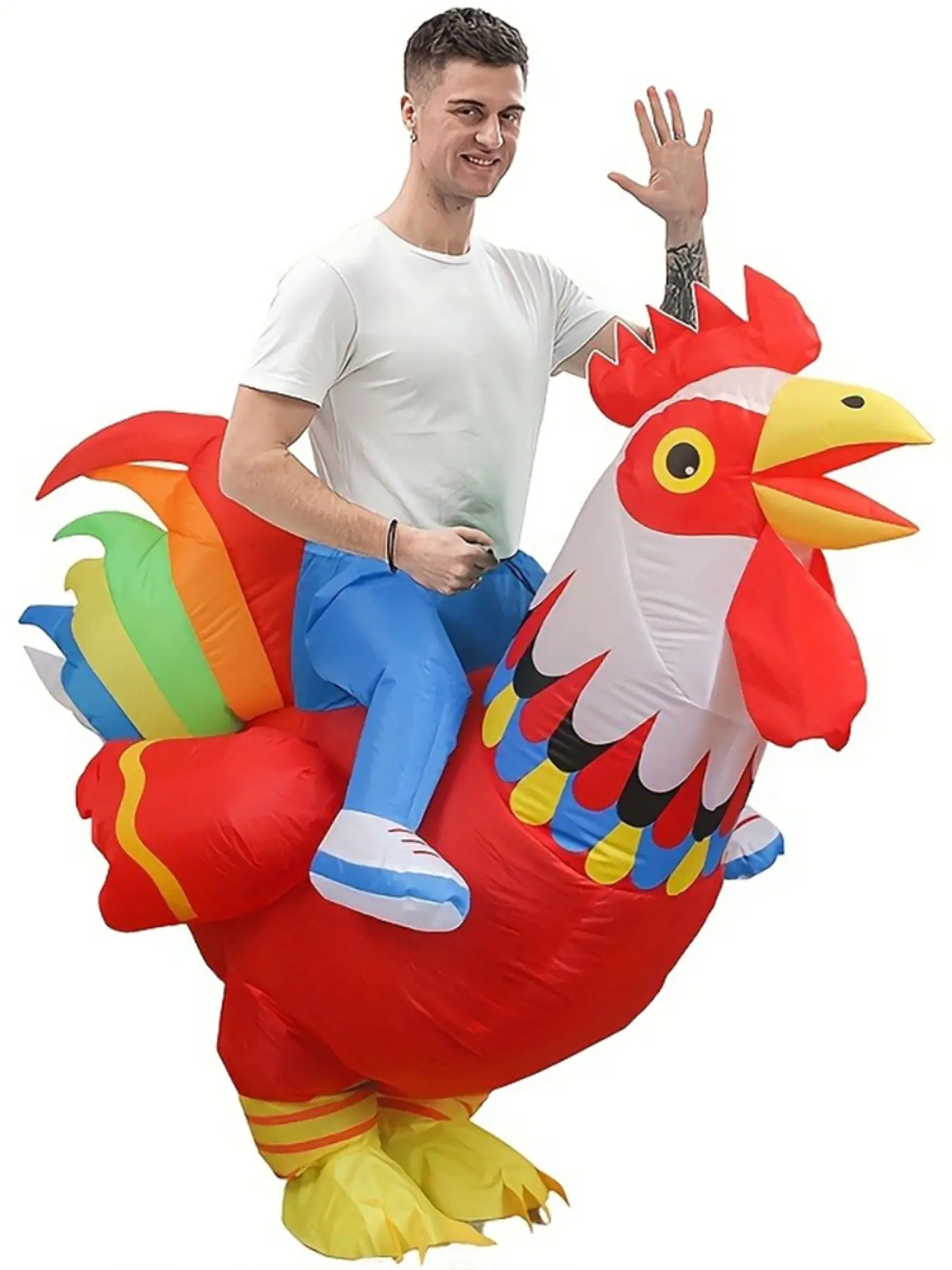 Inflatable Big Red Rooster Costume Polyester