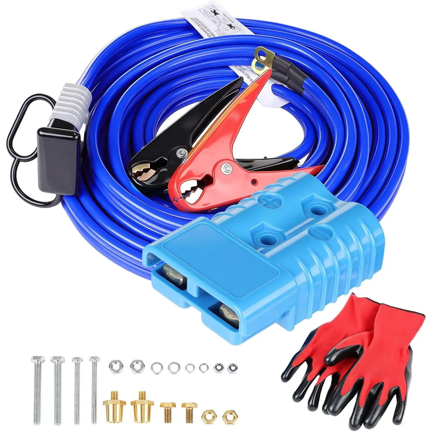 Jumper Cables 25 feet 7.8M 1/0 AWG Gauge 800A, Heavy Duty Booster Battery Cables with Permanent Installation kit and Quick Connect Plug for SUV and Trucks
