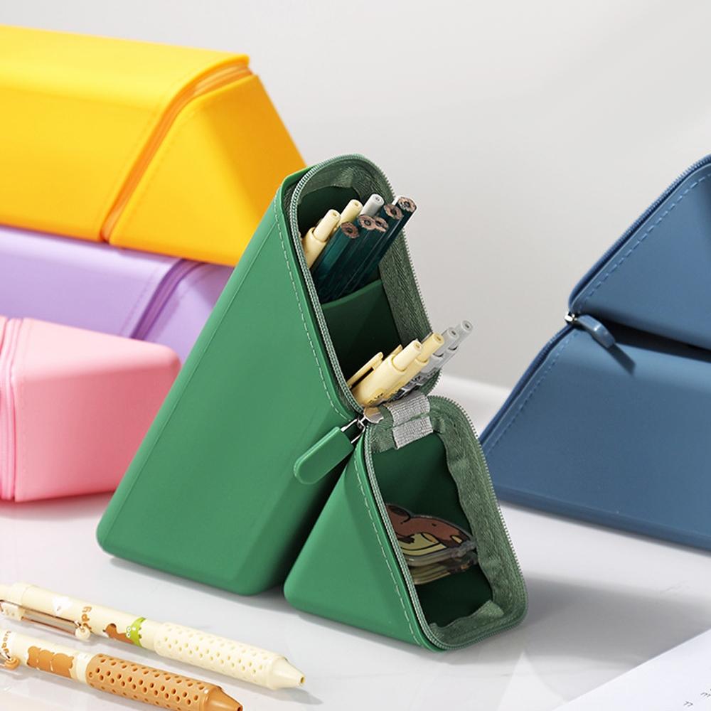 silicone pen holder, foldable large capacity expandable upright pencil case Pencil Bag for desktop office and study, portable and high-quality design, suitable for birthday gifts, Teacher's Day students, office use, Office supplies