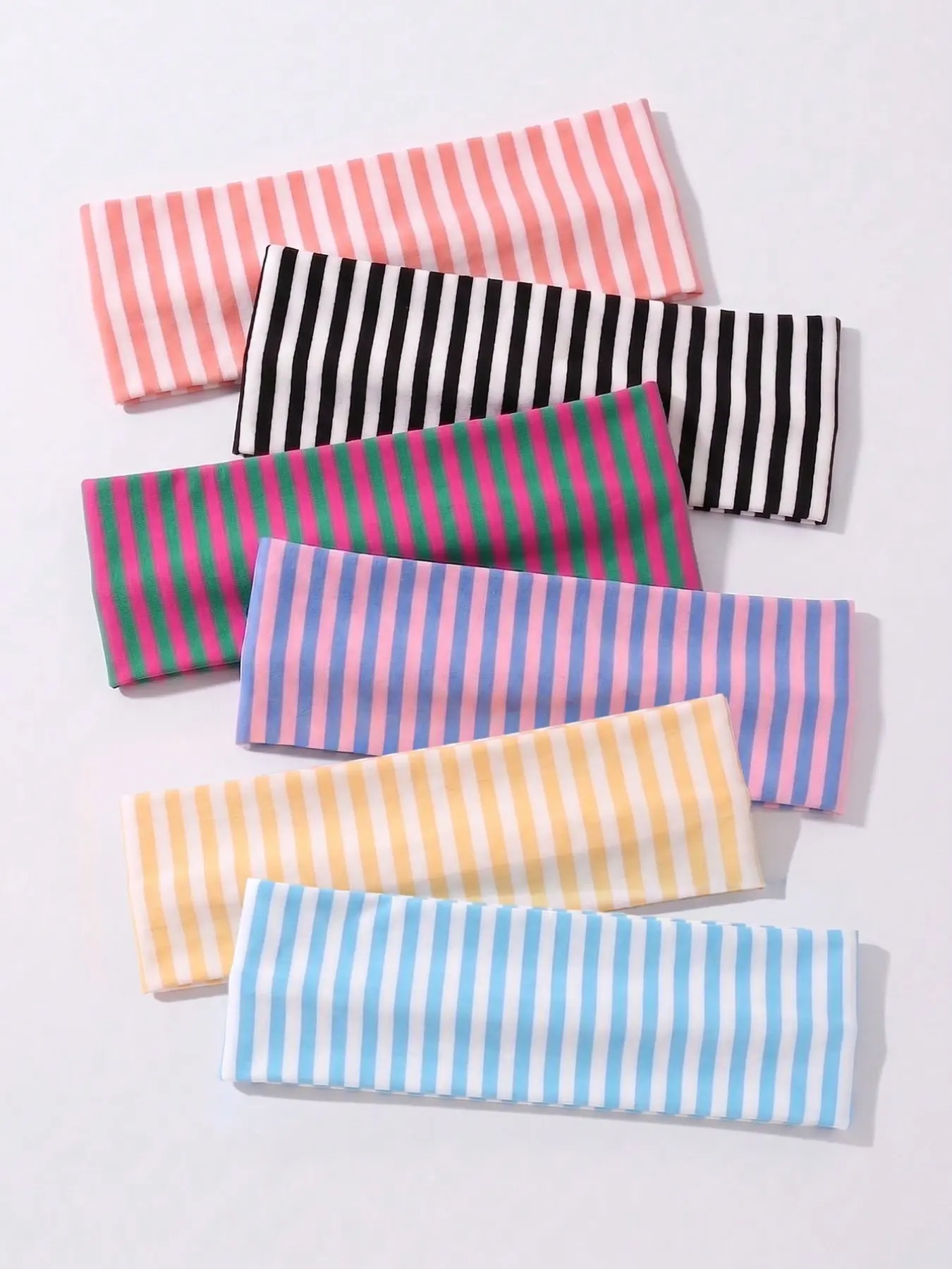 6 Pcs Women's Striped Hair Bands, Soft Elastic Sports Headbands, Workout Headbands, Non-Slip Elastic Hair Ties, Ideal for Yoga, Running, Fitness, Daily Use