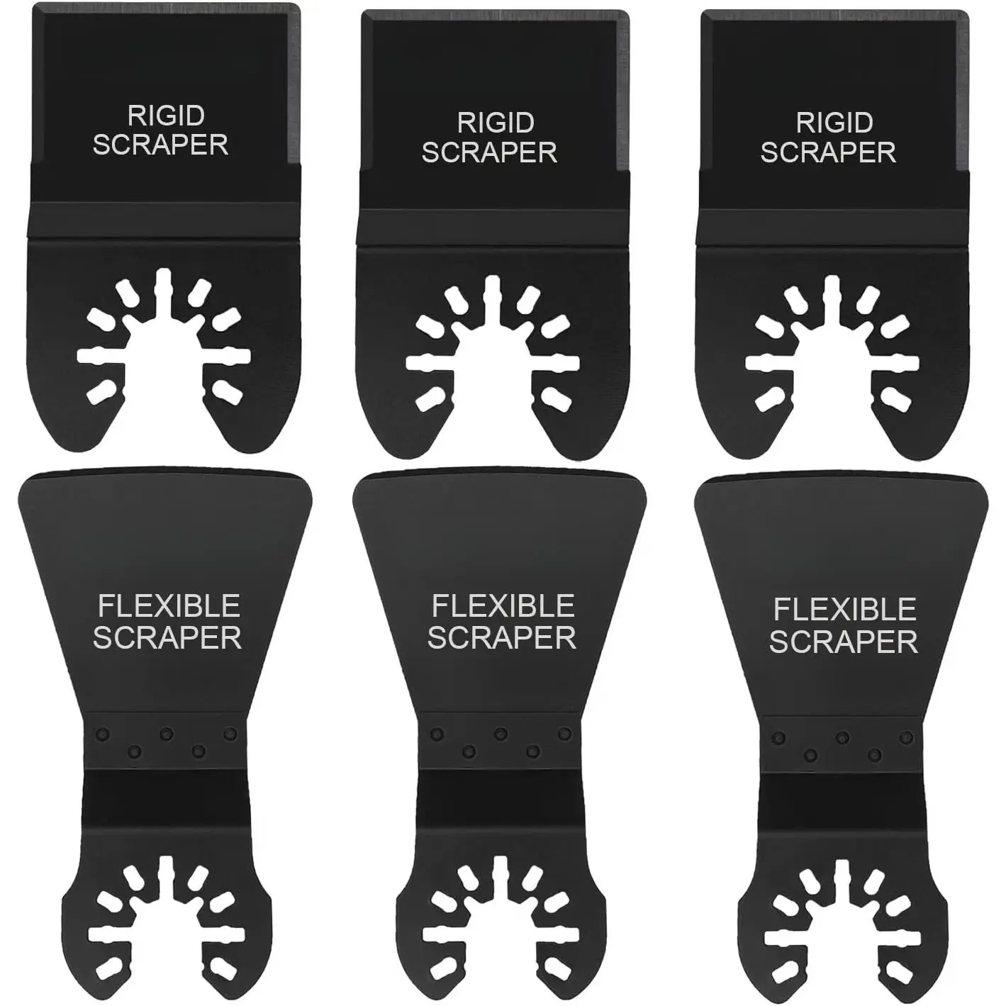 6 Oscillating Tool Scraper Blades Flexible Rigid Scraper Blade, for Removal of Caulk,Vinyl Flooring,Paint,Carpet,Tile Adhesives