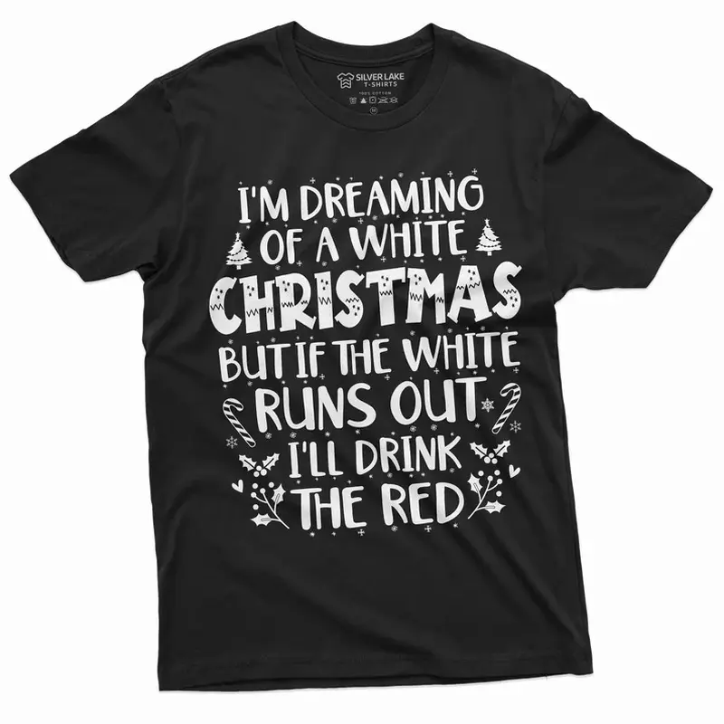 Fun Christmas Party drinking white red wine tee shirt Christmas Men's fun shirt