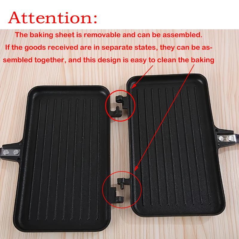 Non-stick Sandwich Press, Sandwich Toaster, 1 Count Double-sided Heat-resistant Handle Sandwich Baking Pan, Kitchen Appliances, Multi-functional Breakfast Pan for Home & Outdoor, Sandwich Maker