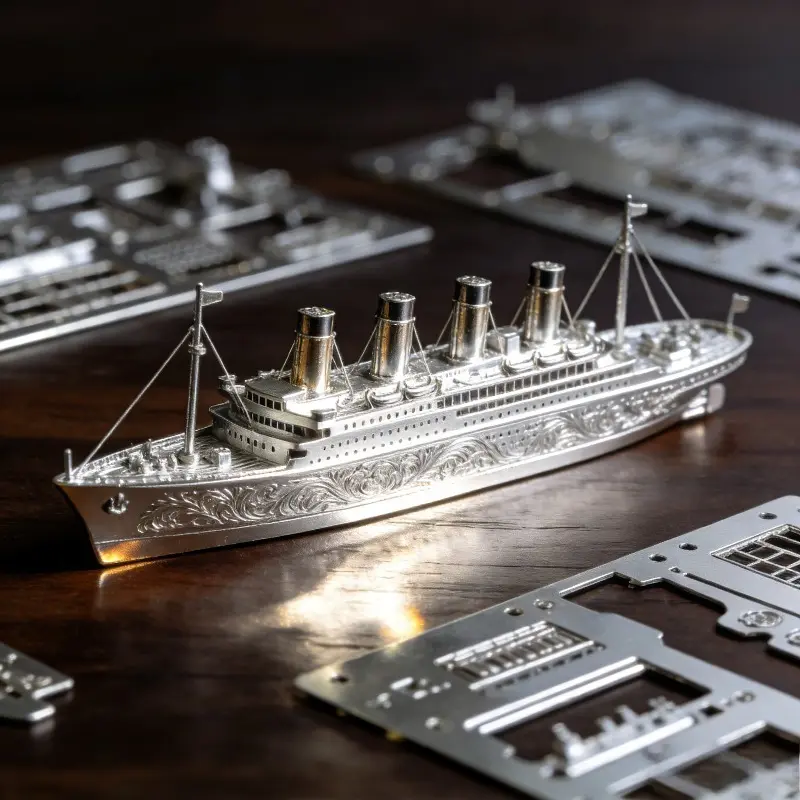 3D Metal Puzzle, Mini Silver Sky Dome Cruise Ship DIY Assembly Model, Creative Tabletop Decor Collectible Brain Teaser Puzzle