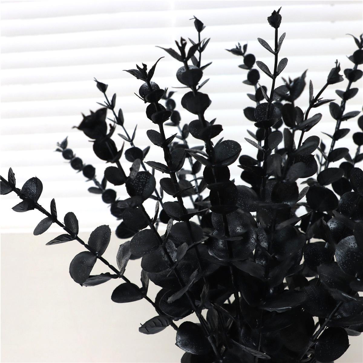 Artificial Plastic Eucalyptus Leaves Bunch Branch For Wedding & Home Decor, Artificial Faux Greenery, 24pcs/bunch Fake Eucalyptus Leaves Bunch for Romantic Bouquet Decor
