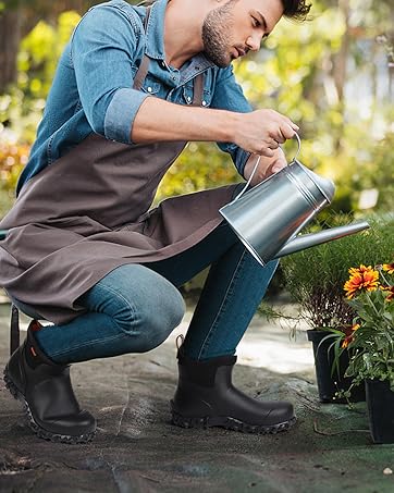 Steel Toe Rubber Work Boots for Men Waterproof Durable Concrete Boots for Hunting Manufacturing Construction