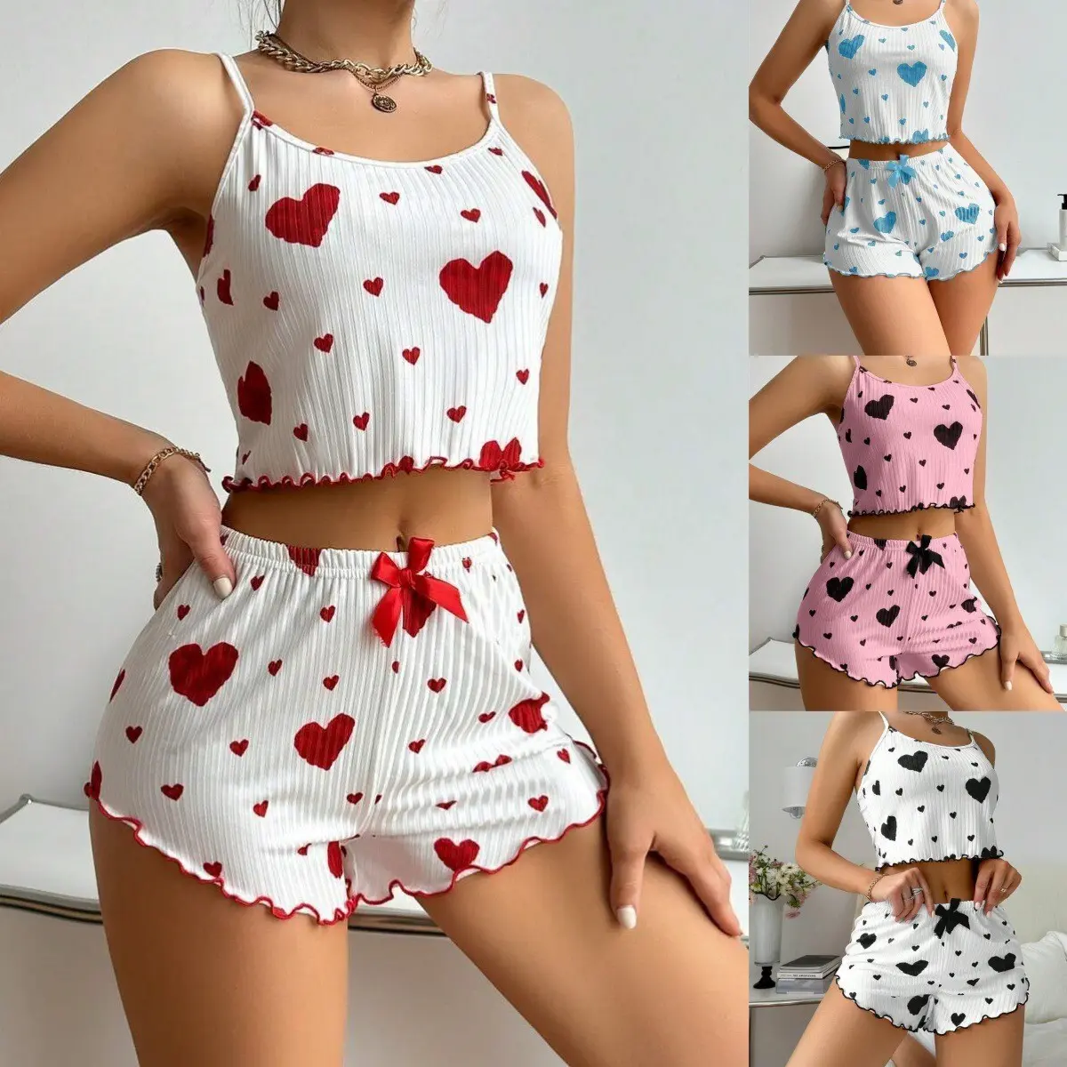 Women's Tank Tops And Shorts Pajama Set Comfy Pajamas Nightwear