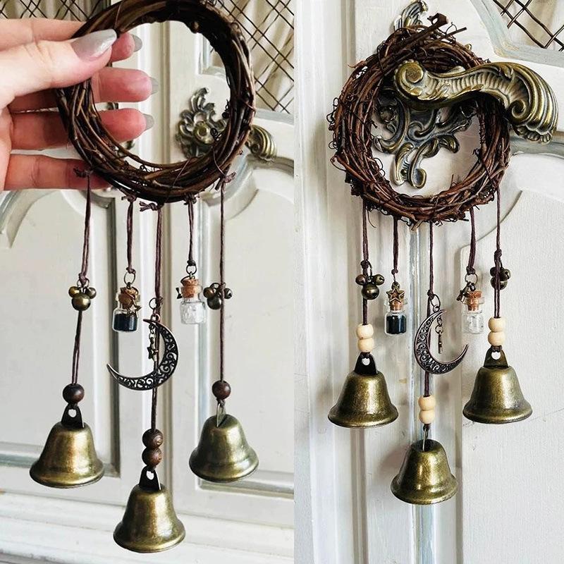 Vintage Witch Bell Hanging Decor, 1 Count Boho Style Wall Hanging Bell with Tassel & Pendant, Wall Decor for Home Living Room Bedroom