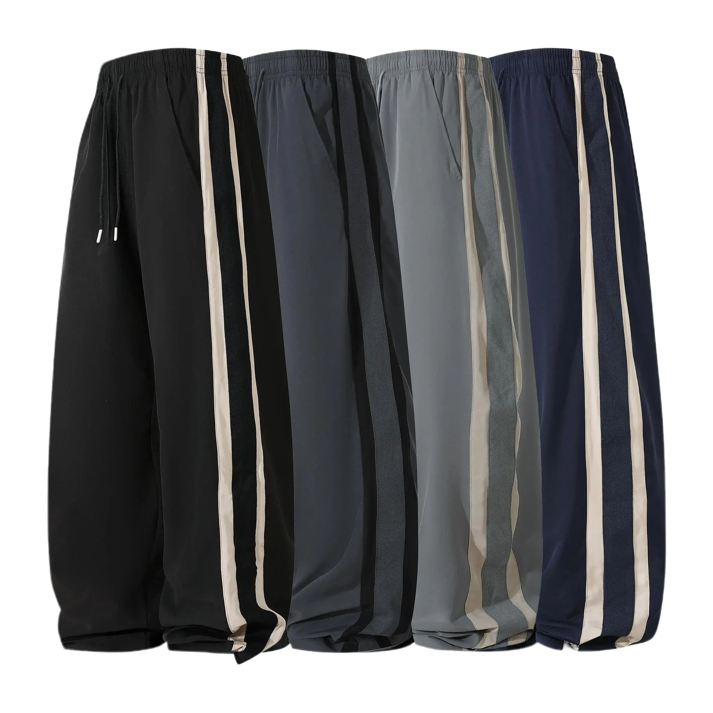 Men's 2-3 Pack Side Stripe Retro Slim Fit Stretch Performance Tech Joggers, Sports Jogger Pants for Casual Gym, Workout & Street Fashion Athleisure Wear