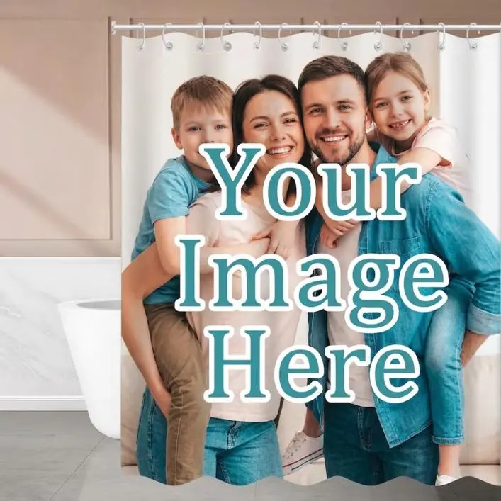 Custom Your Photo/Text Shower Curtain, Personalized Image Bath Curtain, Christmas Curtains for Bathroom Decor