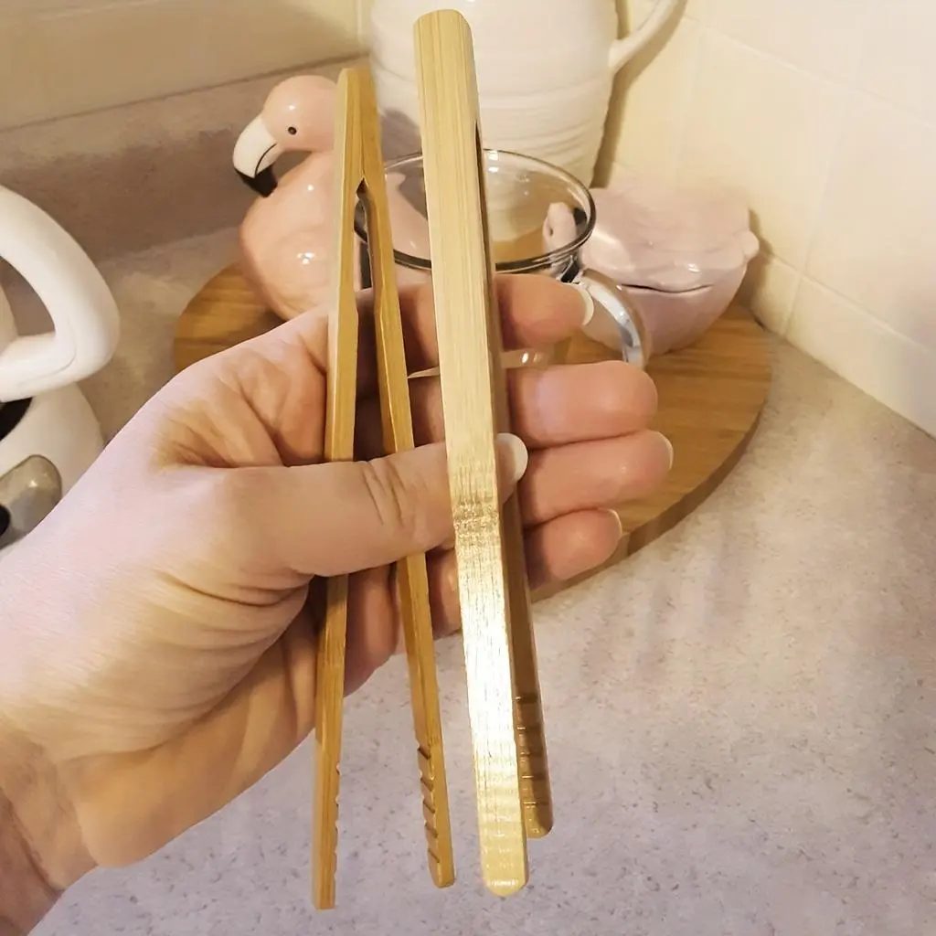 Two Toast Tongs, 7-Inch Kitchen Tongs, Cooking Tongs, And Bamboo Tongs for Toasting Bread, Pickles, Tea, Fruits, And Salads.