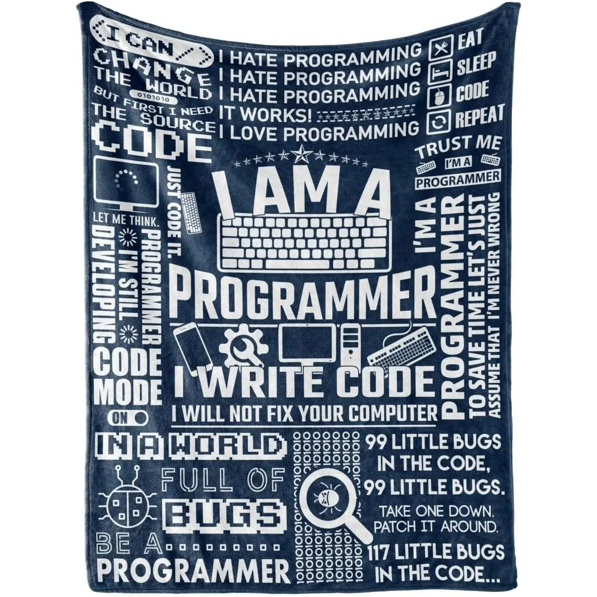 Programmer Coding Gifts, Throw Blanket for Men, 50" x 65", I am| Lightweight Warmth, Breathable, Coding , Software, Geek Gift