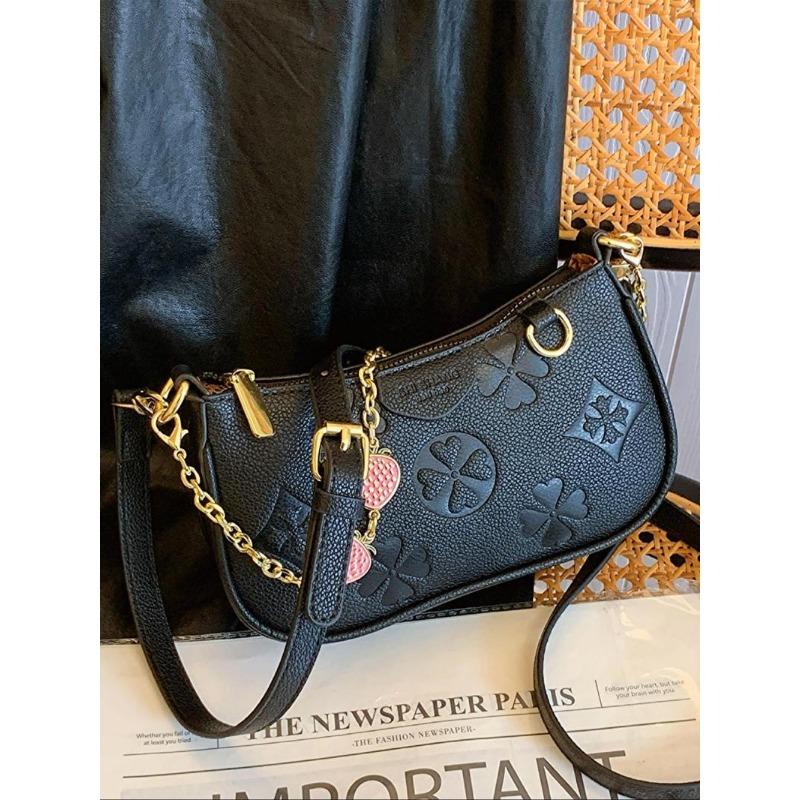 BIGWIG Women's Fashionable Floral Pattern Crossbody Bag, Casual PU Leather Zipper Shoulder Bag for Daily Used, Trendy Versatile High-quality Daily Commuting Bag