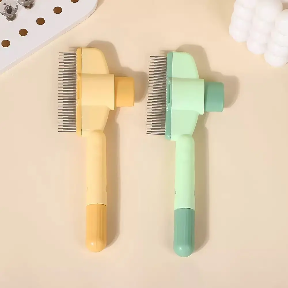 2 Pack Pet Comb for Dogs Cats with LongShort Stainless Steel Metal Teeth forShedding and Tangles, Self-Cleaning PetComb,Pet Hair Removal Comb Flea Comb,Cat Brush with Release Button