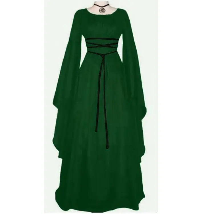 Black Lace-up Witch Outfit For Women Halloween Party Wizard Style Stage Performance Costume