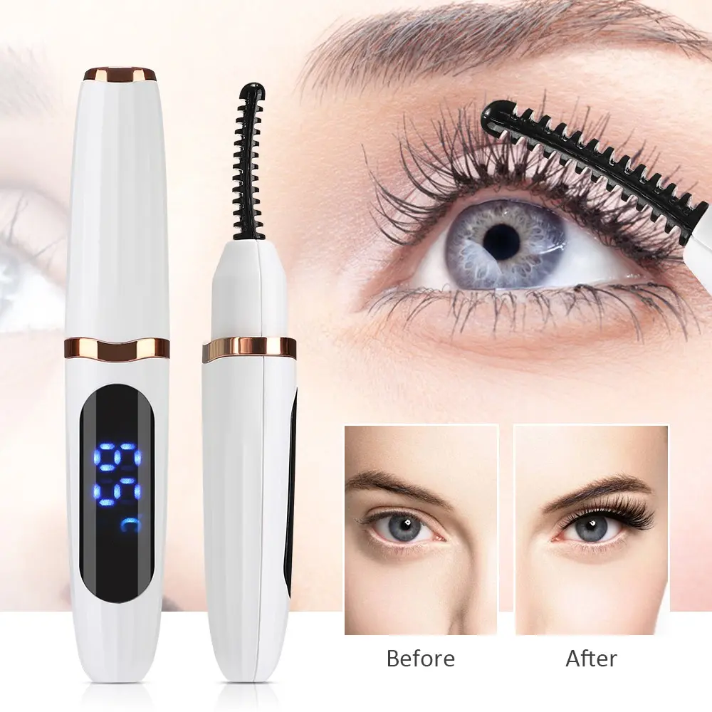 Adjustable Temperature Electric Eyelash Curler, Portable Eyelash Eyelash Curlers with Digital Display, Professional Eyelash Makeup Tool for Women & Girls