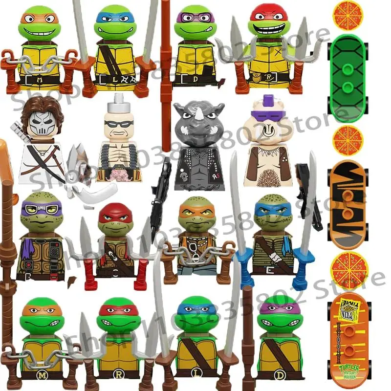 Anime Cartoon TV Teenage Mutant Turtles Ninja Building Blocks Turtle Movie Donatello Mikey Raphael Bricks  For Kids Gifts