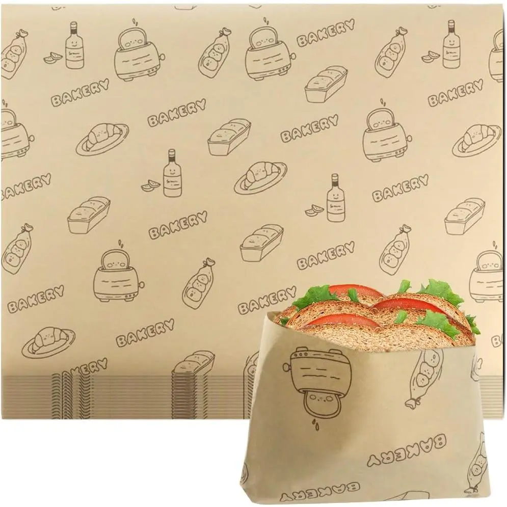 50 count Sandwich Wrapping Paper, Oil-Proof Deli Wraps for Air Fryer & Grill |  Oil-proof, Picnic Basket Liners, Precut Non-Stick  Paper