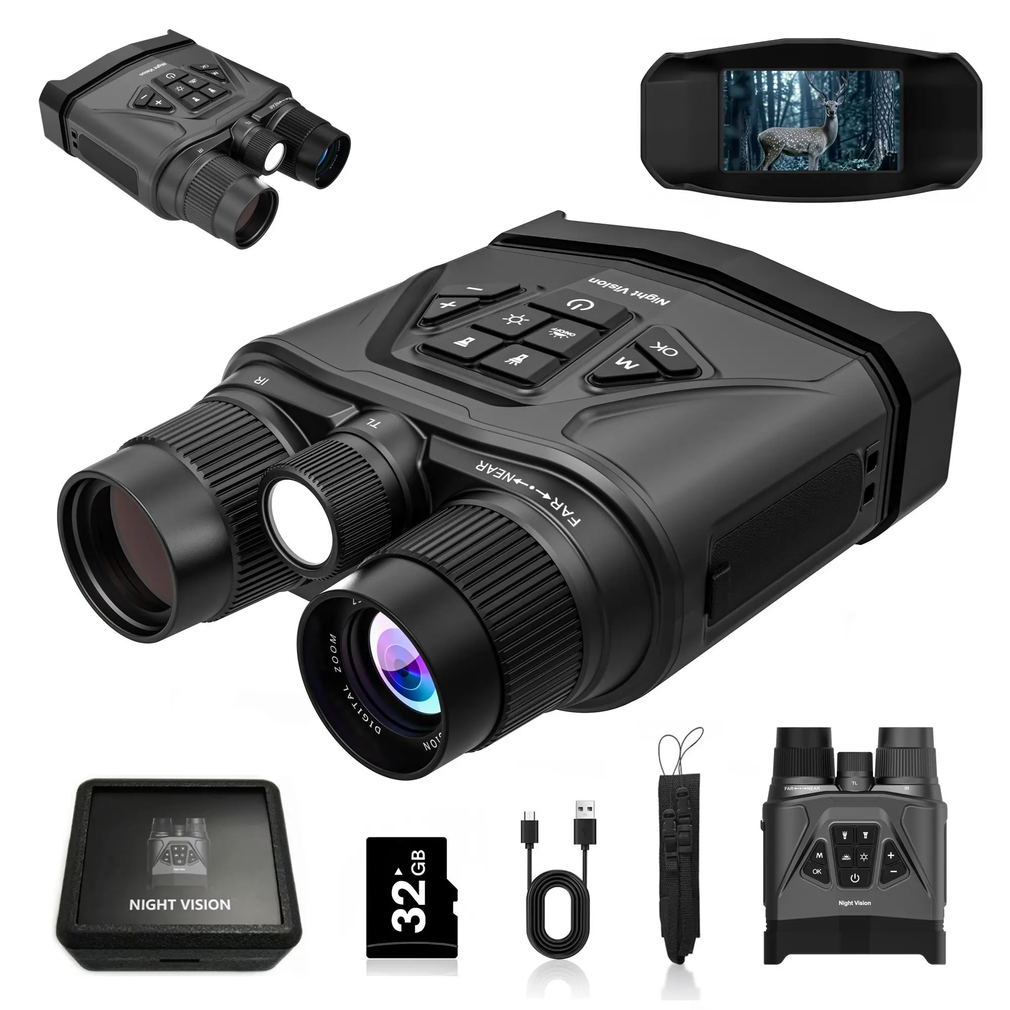 1440P Night Vision Goggles Hd Binoculars, Ai Color Boost, Photo & Video Recording, 3000mah Battery, Wildlife Observation, Camping, Security