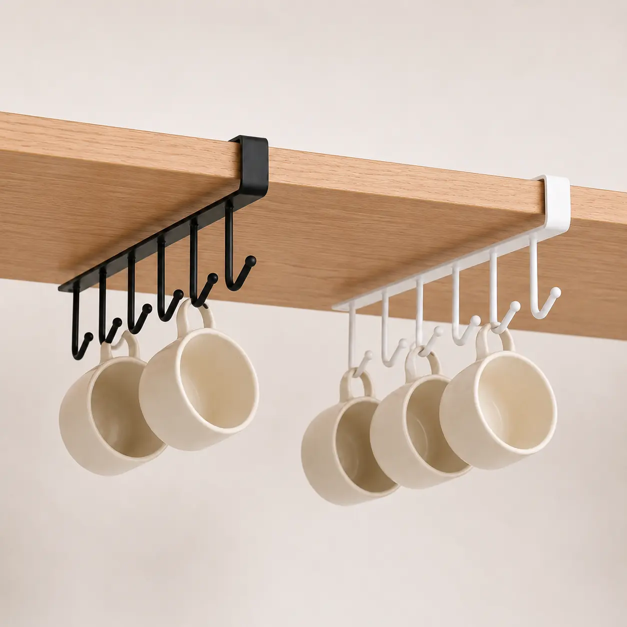2 Pcs Mug Hanger Rack, Under Shelf Hooks for Coffee Cups, Kitchen Cabinet Storage Organizer,no