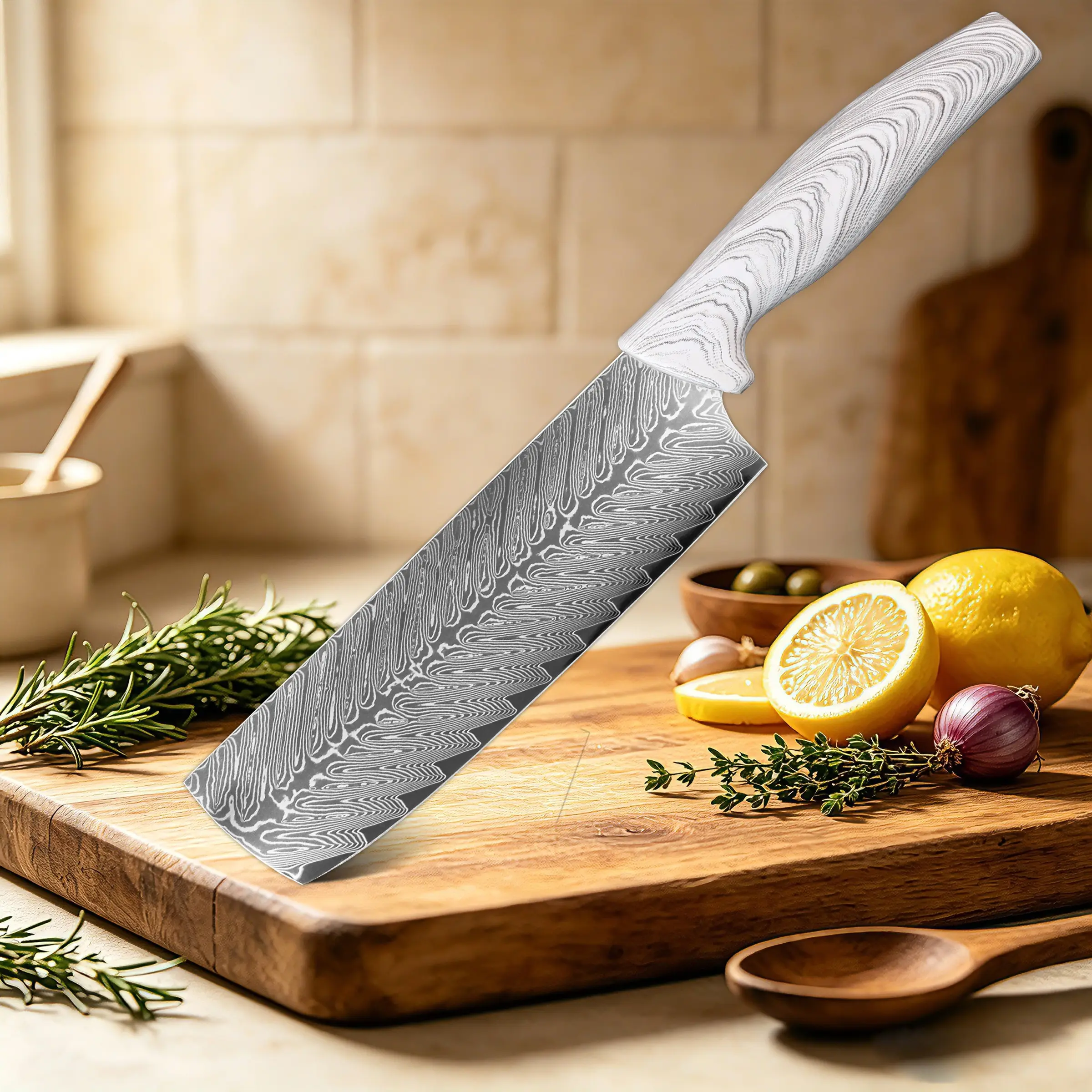 7-Inch High-quality Kitchen Chef Knife,Nakiri knife, 67-Layer Damascus Steel, Sharp Slicing, Meat Cutting, Vegetable Tool, Professional Kitchen Knife, Comfortable Handle