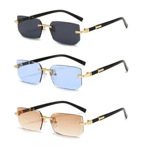 Unisex 3-Pack Sunglasses Set, Frameless Rectangular UV400 Shades, Slim Rimless Lightweight Comfort Eyewear for Summer, Travel
