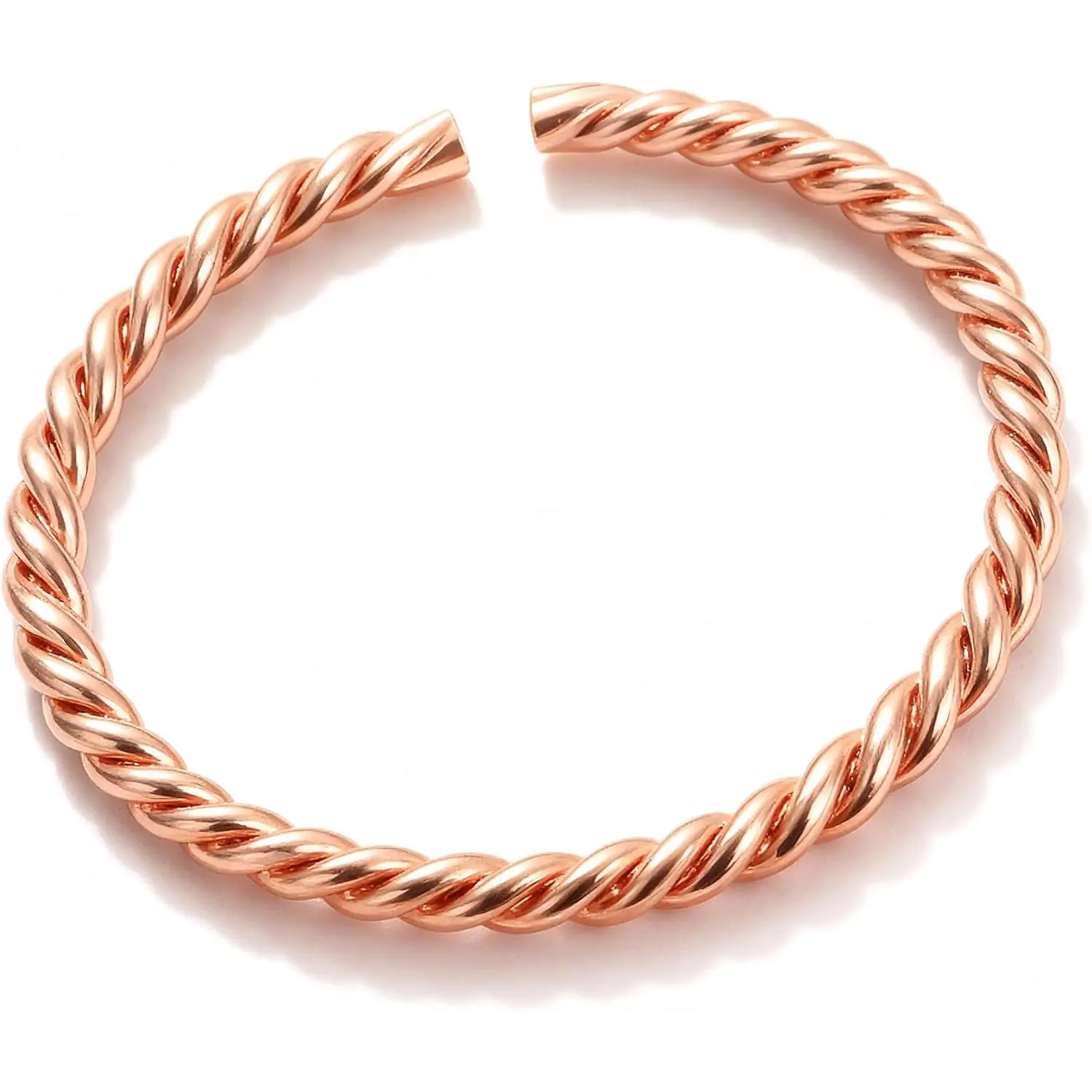 Twisted Copper Tensor Bracelet for Women, Solid Pure Copper Bangle,  Warm  Color Open Cuff