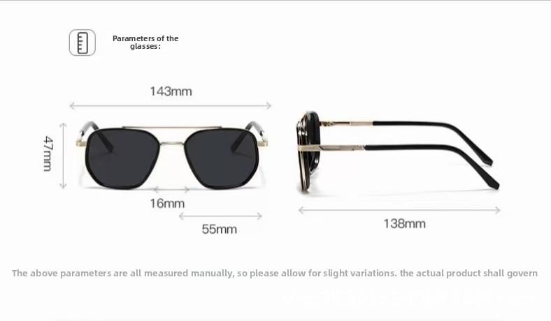 Classic Geometric Double Beam Sunglasses for Women Men Polarized Retro Tattoo Sunglasses for Travel Driving&Anti-Glare Eye Protection