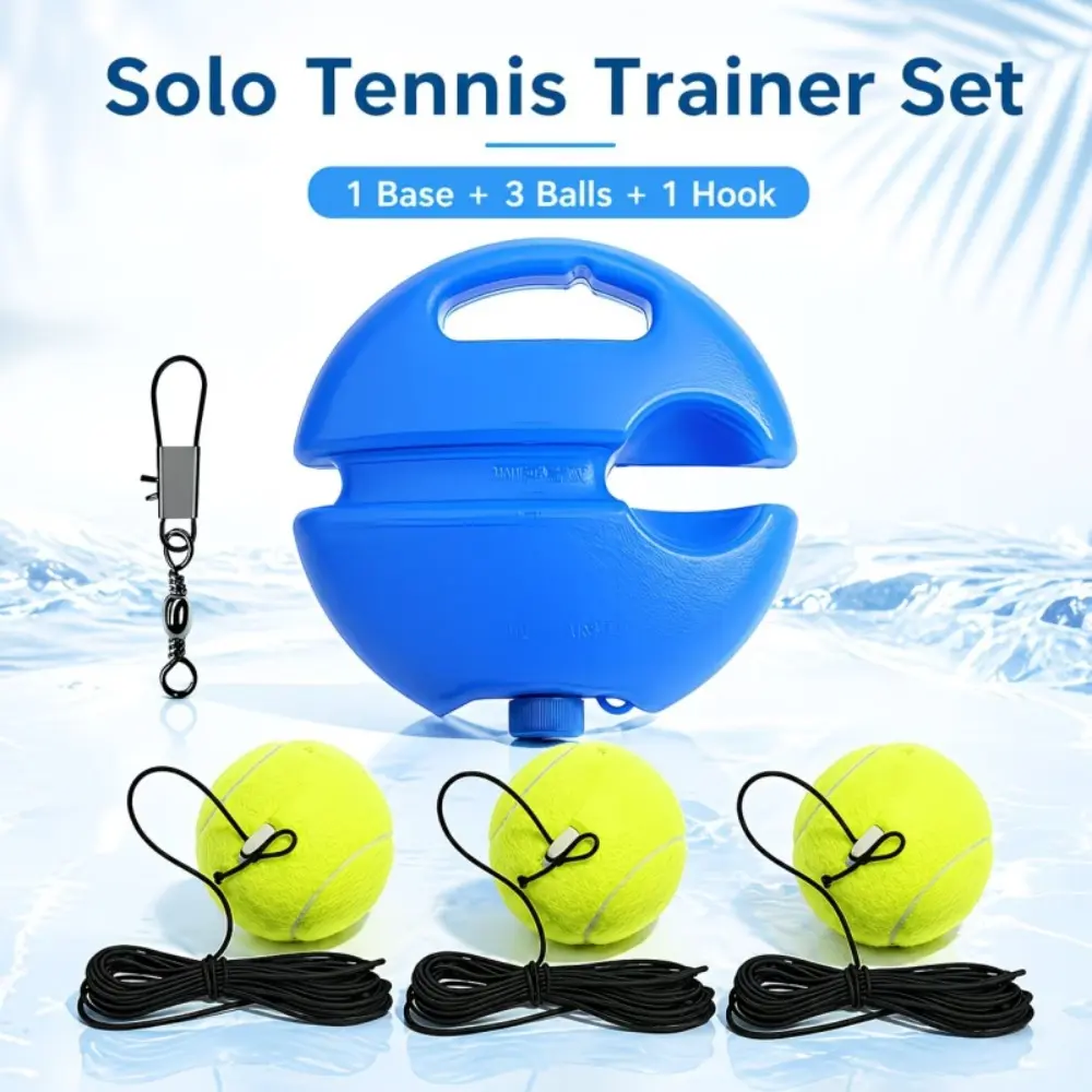 Single Player Tennis Training Base Board Set with Balls, Portable Rebound Tennis Trainer for Beginners, All-in-One Self-Practice Tennis Equipment for Indoor & Outdoor Use