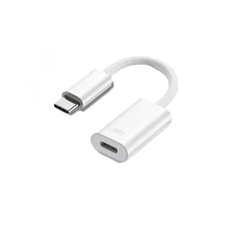 Lightning to Type-C Fast Charging Adapter, Braided Cable, Supports Apple Earphones, Compatible with, iPhone 15/16, iPad Pro, Portable Converter, Charger