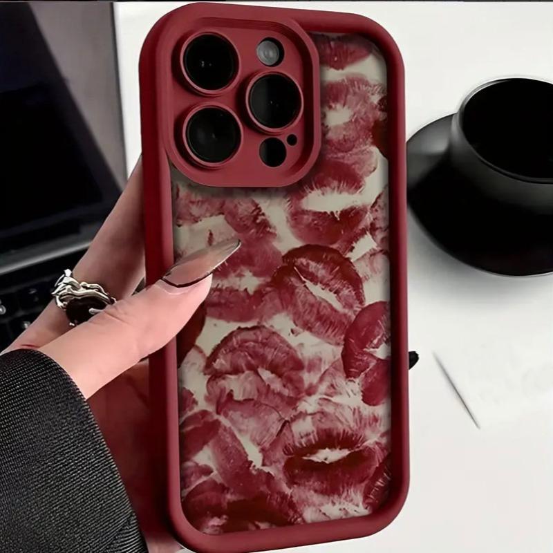 Darlingcase Lip Pattern Silicone Phone Case Anti-drop Cellphone Protective Case Total Protective Shockproof Mobile Phone Cover for iPhone 11 12 13 14 15 16 Pro Max Durable Protector Casing