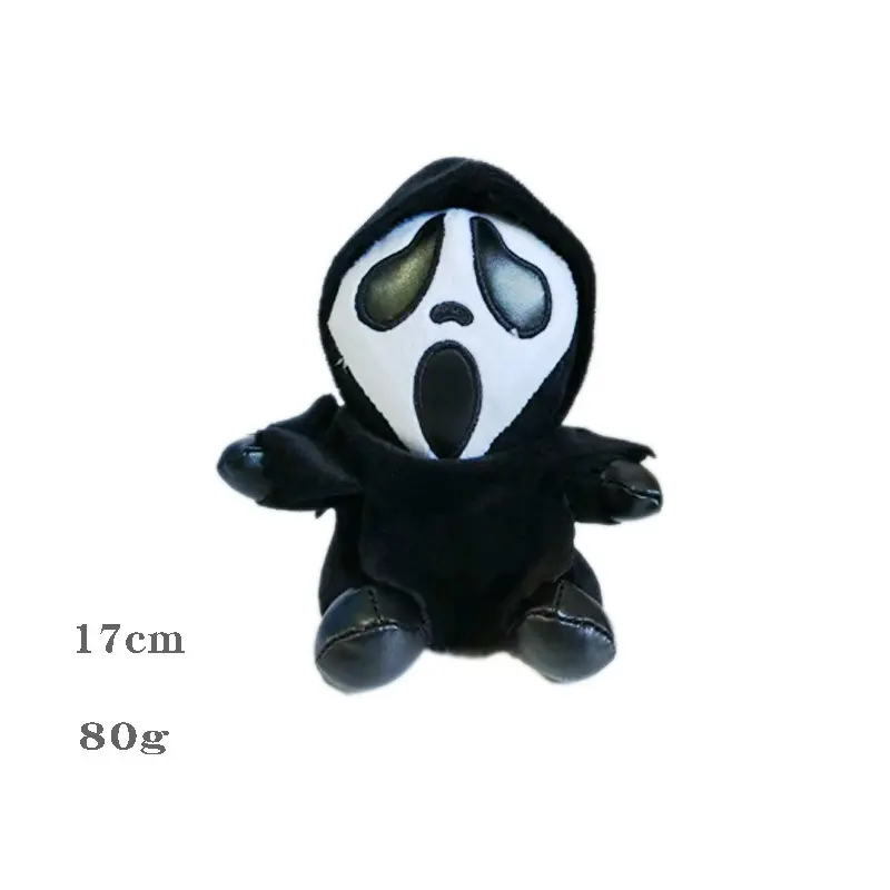 Scream Ghostface Mini Plush Doll, Horror Movie Ghost Face Stuffed Toy, Creepy Cute Hooded Killer Sitting Plush Halloween Gift For Horror Fans