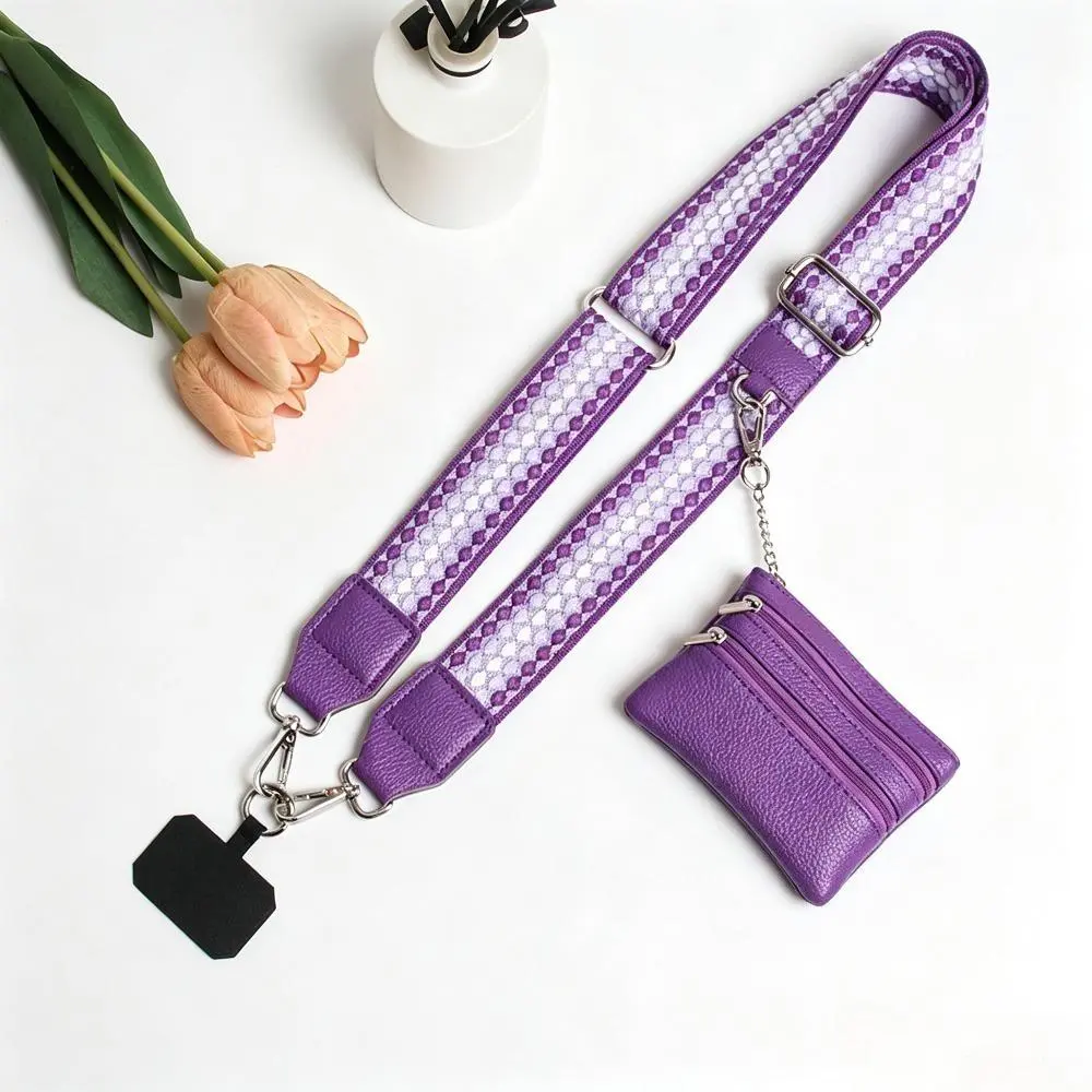 Casual Chic Compact Clip-On Convertible Crossbody Shoulder Strap - Dotted Print Zipper Pouch, Removable Adjustable Strap, Converts Easily Into Wristlet, Multi-Functional Luggage & Bag Accessory, Dual-Use, Wristlet Bag