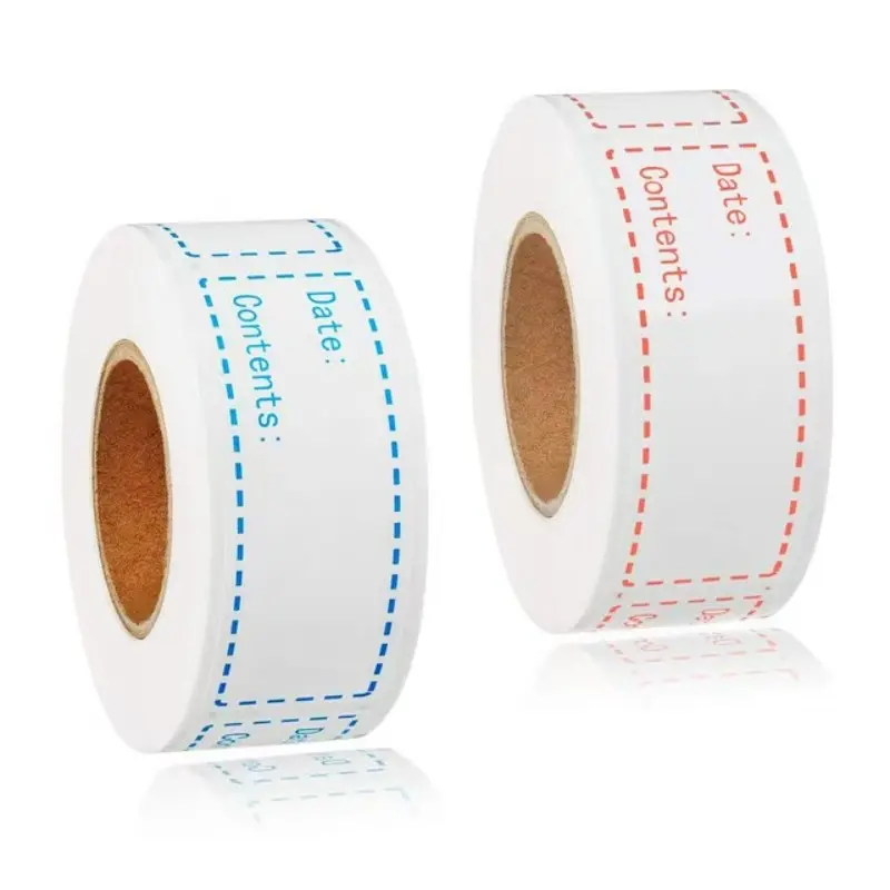 2 rolls of 250pcs removable freezer labels 1*3 inch food storage stickers, refrigerator freezer paper labels easy to clean, no residue 2 colors food label rolls for food storage bags refrigerator