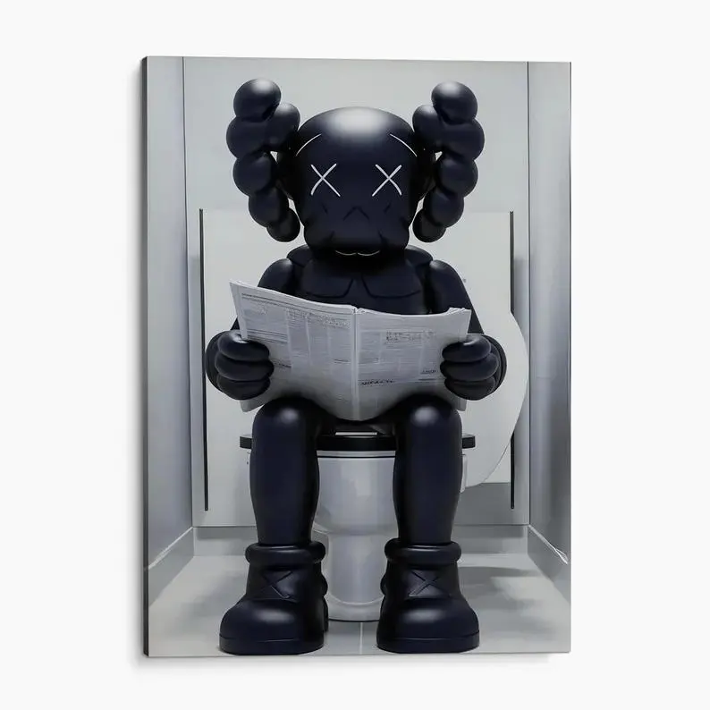 Solid Black Bathroom News Canvas Print, Hypebeast Bathroom Wall Art, Funny Bathroom Hypebeast