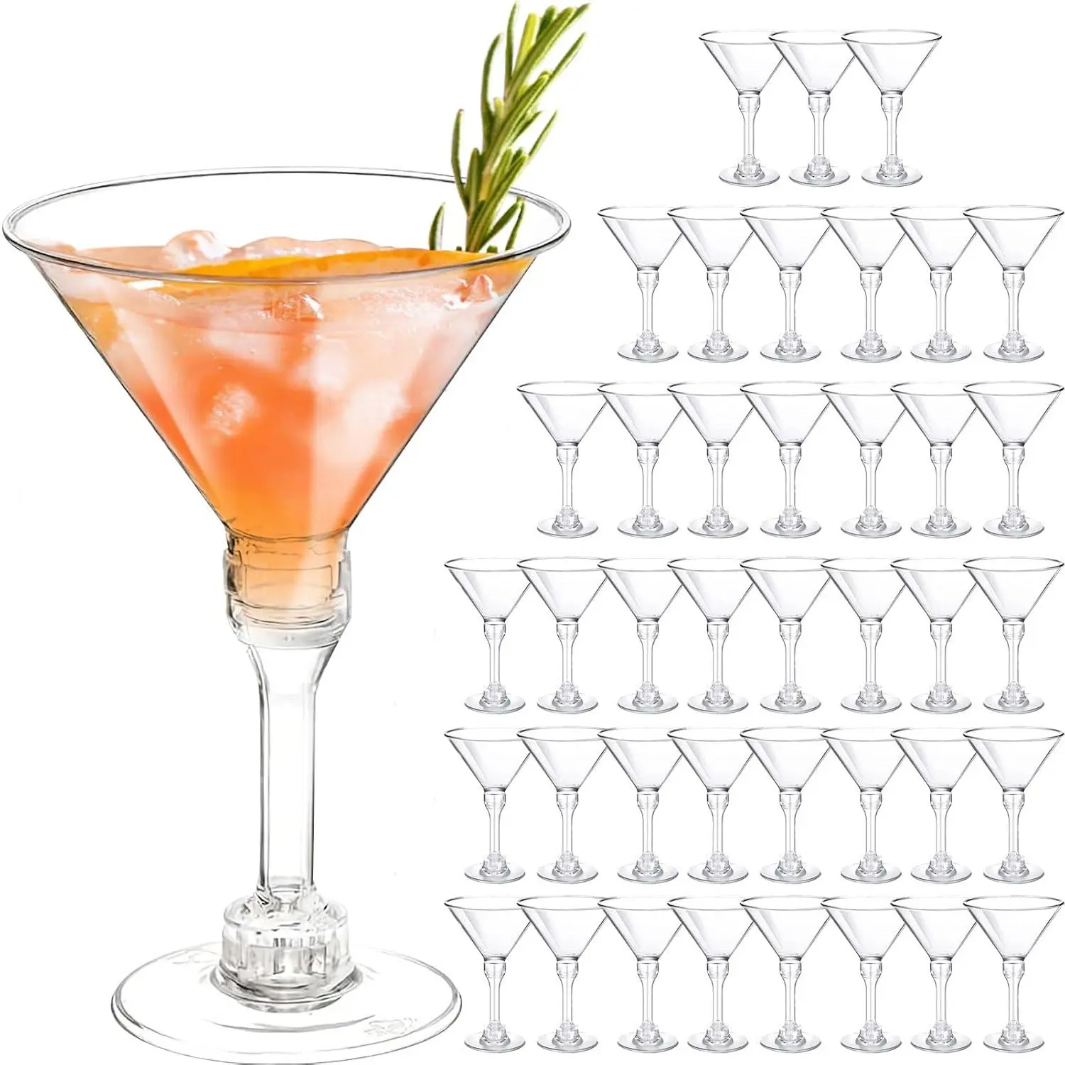 40 Pack Plastic Martini Glasses 5 Oz Disposable  Cups | Tall Mini Martini Cups, Plastic Margarita Glasses,  for Summer Party Birthday Wedding Poolside and  Events