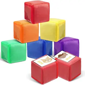 6 Pcs 3.15 Inch DIY Education Playing Game Dice, Pocket Dice Cubes for Teaching, Large Clear Foam Dices for Kids Classroom, Soft Cube 6 Sided Stacking Blocks for School Learning (Solid Color)fidget toys